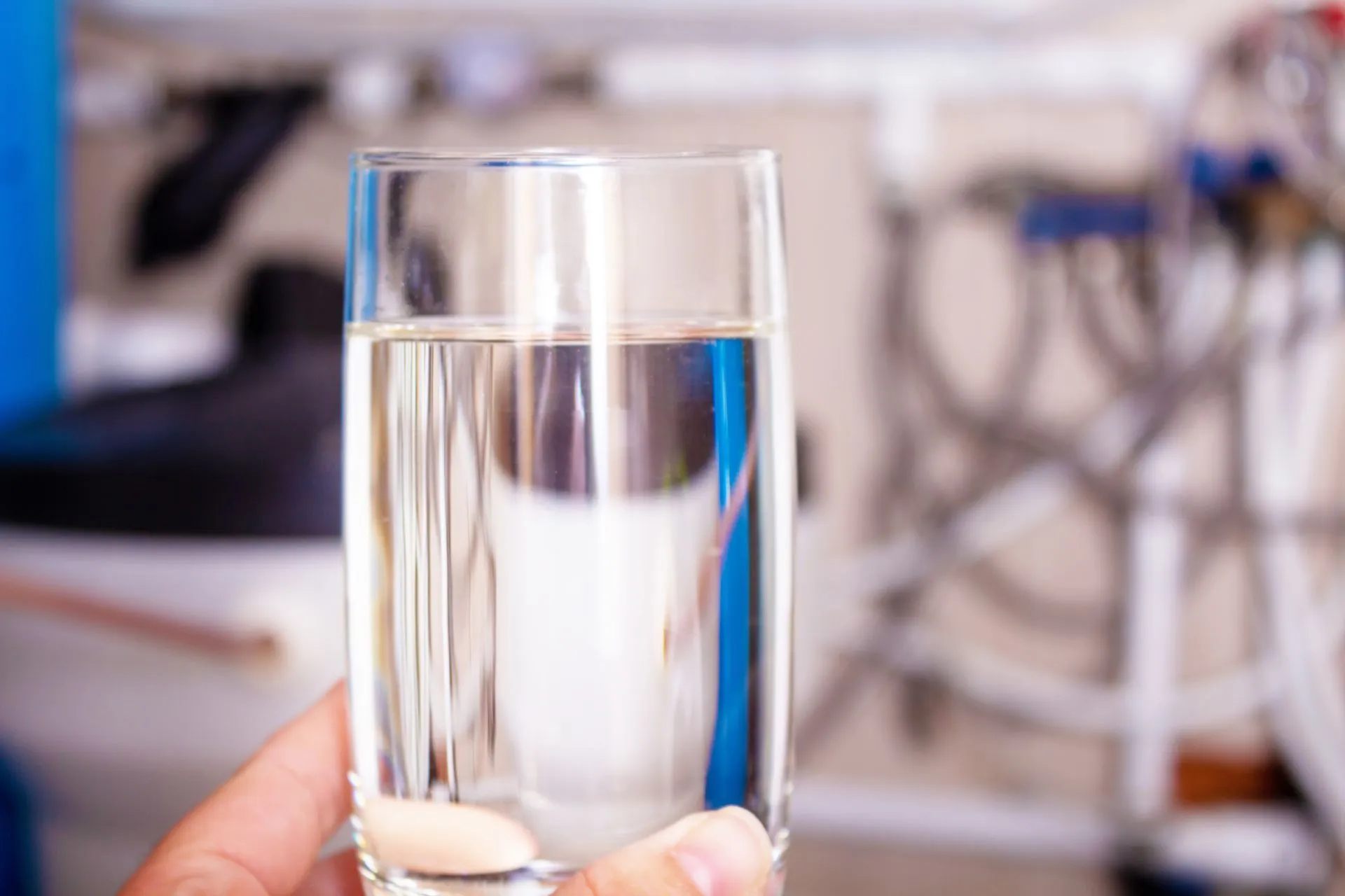 Glass of clean water from a whole house water softening system