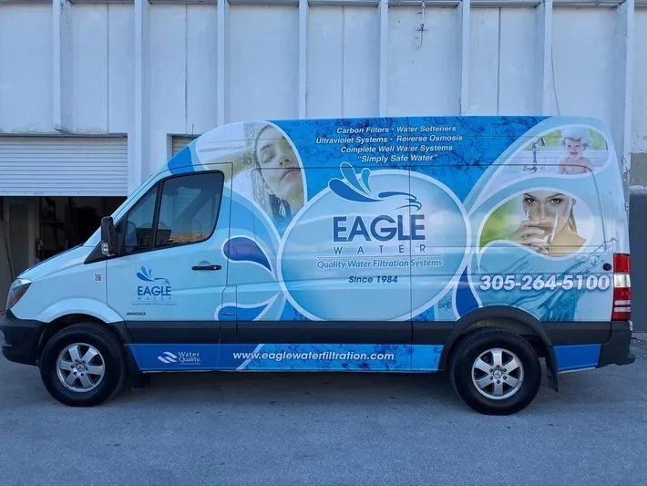 Eagle Water Corp service van wrapped with company branding